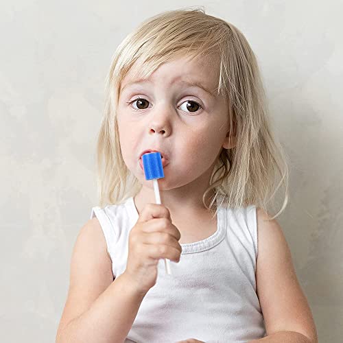 Pack of 100 Disposable Oral Care Sponge Portable Mouth Sponge Oral Care Sticks | Disposable for cleaning dental clinics 13.5 cm (blue) Blue