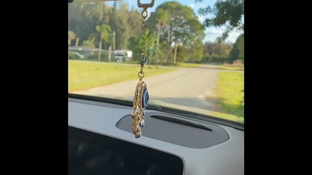 LUCKBOOSTIUM Hamsa Hand and Evil Eye Keychain with Crystal Rhinestones Gold Hamsa