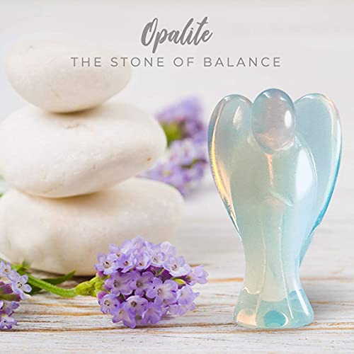 Earth Therapy Original Pocket Guardian Angel with Serenity Prayer Card - Opal Healing Stone Figurine - Bless Yourselves and Your Loved Ones 1.5 inches