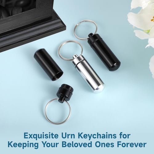 Cremation Jewelry for Ashes - 6 PCS Urn Necklaces for Ashes,Cylinder Vial Cremation Urn Key Chains Necklace Keepsake Ashes Small