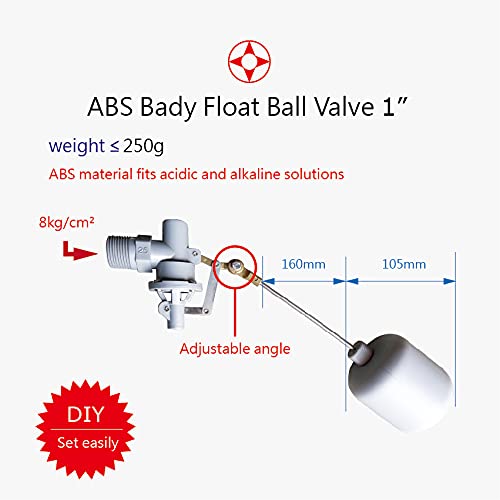 [Australia - AusPower] - ABS Balanced Float Ball Valve, 100 psi Pressure (1"NPT) 