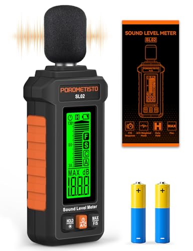 POROMETISTO A/C-rated sound level meter 30–130 dB for home & office | Noise level meter for environmental monitoring, machine testing & occupational safety. Precise sound measurement from 30–130 dB.