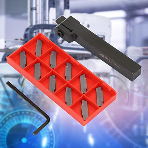 Dioche Parting Tool Metal Lathe, MGEHR1212-3 Lathe Parting Tool, Lathe Cut Off Grooving Parting Tool Holder with 10pcs Inserts
