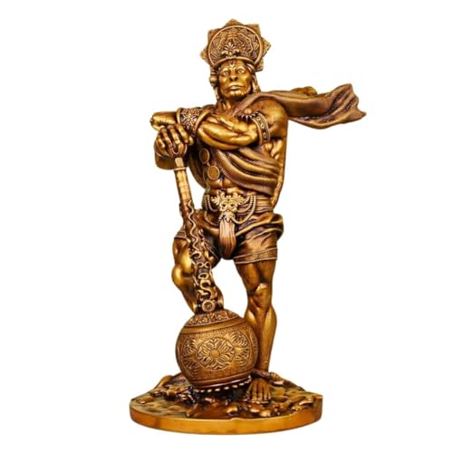 Zig Zag Bahubali Hanuman Idol for Car Dashboard Hanuman Murti Bajrang Bali Small Statue for Gift, Decoration, Gold (4.5 inches) 4.5 Inch