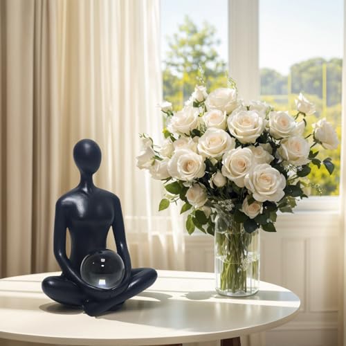 Yoga Girl Abstract Lady Woman Statue, Black, 7.9 inches Tall Black -Yoga