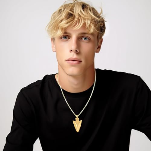 Hearbeingt Arrowhead Urn Necklace for Ashes Cremation Jewelry for Men Style A-Gold