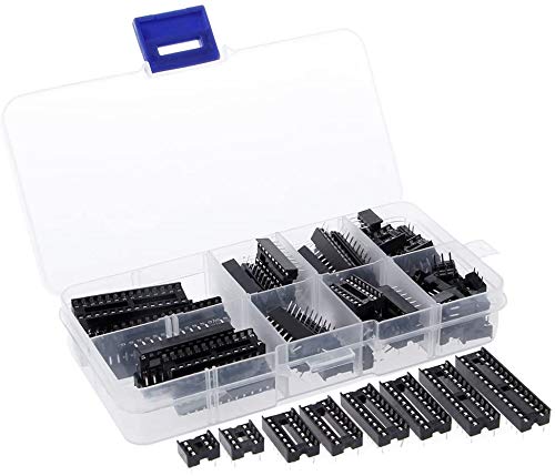 DollaTek 66pcs Dip IC Female Adapter Solder Socket Kit 6/8/14/16/18/20/24/28 Pins