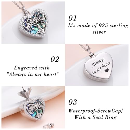 DAOCHONG Celtic Tree of Life Urn Necklace for Ashes Heart Locket Jewelry Tree of Life Urn Necklaces