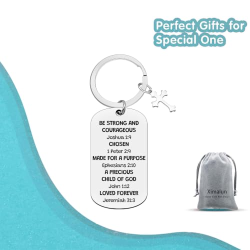 Ximalun Christian Keyring Gift Inspirational Bible Verse Keyring Scripture Religious Gifts Baptism Communion Christmas Birthday Easter Christian Gifts for Men Women