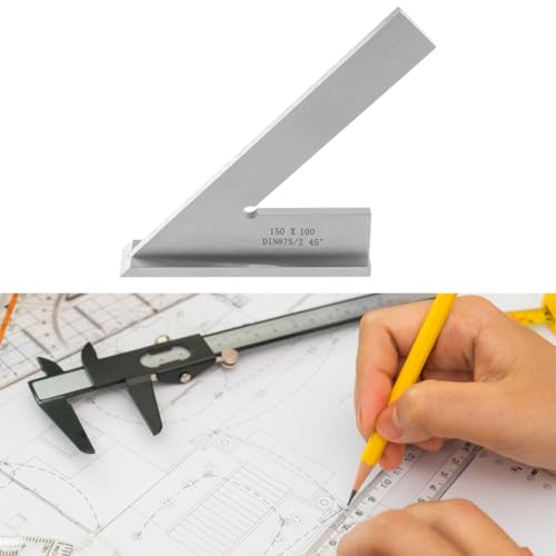 45 Degree Angle Ruler 45 Degree Mitre Angle Mechanical Engineering with Seat for Engineers and Carpenters (150x100mm)