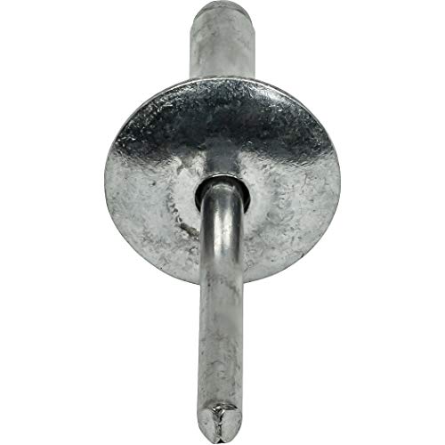 Fastenere Large Flange Pop Rivets - 3/16" x 3/4" (50 pcs) Heavy Duty, Open-End, Aluminum Corrosion-Resistant, High Tensile & Shear Strength, 6-12 Gap .626" - .750" 3/16" x 3/4" (6-12) (50 Pack)