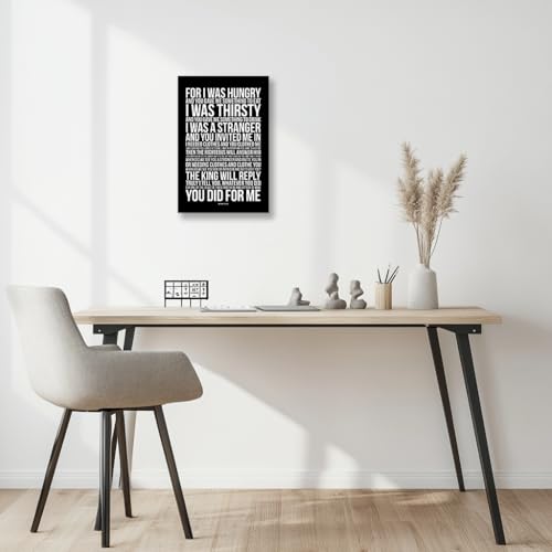 Lnzinro Matthew 25 Bible Verse Wall Art Prayer Poster Modern Framed Christian Quote Wall Decor Scripture Poster for Living Room Decor 12x18 inches 18"L x 12"W