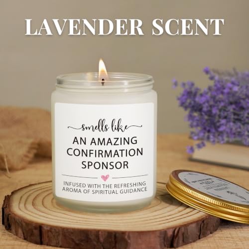 Confirmation Sponsor Gift for Women Men, Catholic Confirmation Sponsor Appreciation Gift, Christian Gifts for Women, Religious Thank You Gifts, Lavender Scented Candle