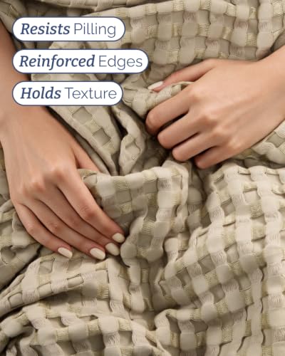 Cooling Waffle Blanket for Hot Sleepers - Throw Size, 50x60, Taupe 02 - Taupe Throw (50" x 60")