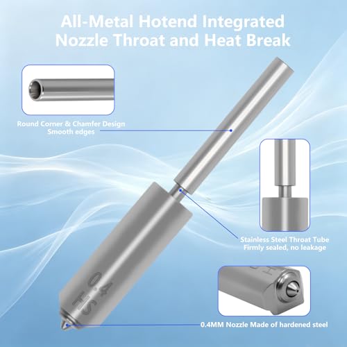 4PCS Kobra S1 Max Hardened Steel Nozzle 0.4/0.6/0.8MM, All Metal Integrated Throat Tube Nozzles Quick-Swap Hotend Replacement Head Hot End High Speed Print Nozzle for Anycubic Kobra S1 Max 3D Pinters 4PCS Muilt Size