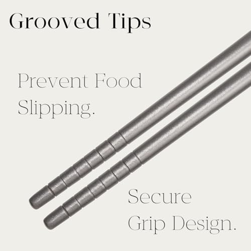 2-Pair Panda Titanium Chopsticks Gift Set - Engraved Panda Design, Unbreakable & Lightweight, Perfect for Children's Meals & Learning (99.8% Pure Titanium) 2 Pairs