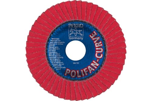 PFERD Polifan Curve Radial Flap Washer, 4.5" x 5/8" Thread, 60 Grit, Ceramic Oxide, Welding Accessories and Angle Grinder Attachment, for Steel and Stainless Steel (INOX), 1 Piece, Part 67258 4-1/2" x 5/8-11" Medium