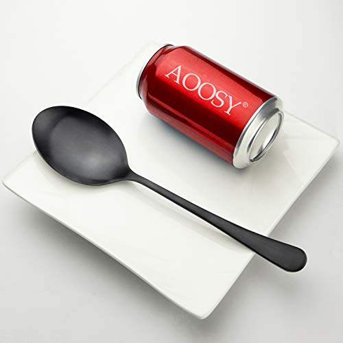 AOOSY 6 Pcs Matte Black X-Large Servin Spoons, 9.8 In Serving Tablespoons 6Pcs-Black