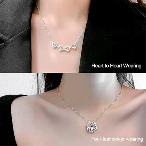 Chaine Argent Pendentif Trèfle à Quatre Feuilles Bijoux Élégant Cadeau Anniversaire Fête des Mères Saint Valentin Noël accessories fashion silver