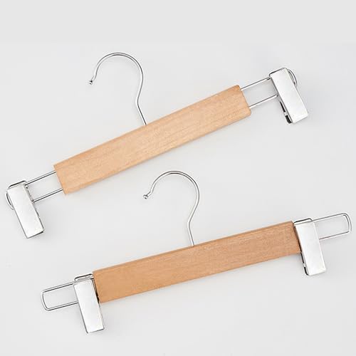 10pcs Children's gold Wooden Hangers,Natural Wooden Kids Gold Hanger,Coat Skirt Hangers with Gold Clips,Toddler Hangers for Baby Clothes Closet(Silver) (Silver) Silver