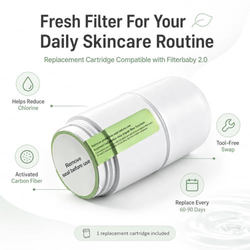 ASUCDEI replacement filter refill compatible with Filterbaby Skincare 2.0 faucet mount filter, 1-pack