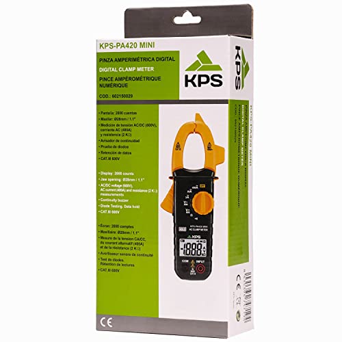 KPS PA420 Mini Digital Clamp Meter, 400A AC, 600V AC/DC, CAT III clamp meter