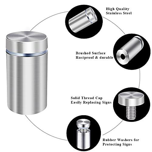 Osring 1/2 x 3-1/5 inch screw standoffs wall mount sign hardware, 16-pack brushed metal set