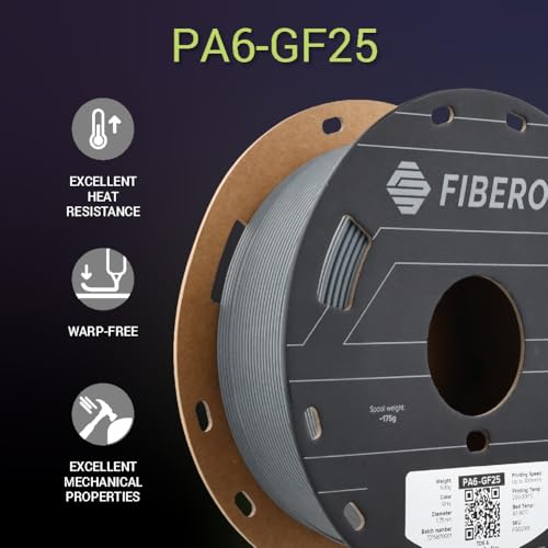Polymaker Fiberon PA6-GF Glass Fiber Nylon Filament 1.75 Grey 500g, Enhanced Hard Edge Cardboard Spool, Fiberon PA6-GF Nylon Warp Free 1.75mm 3D Printing Filament 114 - Fiberon Pa6-gf25 1.75mm Grey (Hex Code: #75787b) 1.75 millimeters