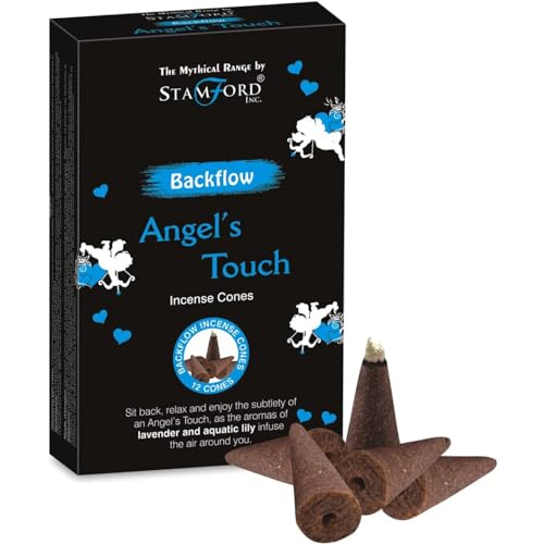 Puckator Stamford Backflow Incense Cones - Angels Touch Scent - Spiritual Incense Cone - Zen Meditation Gifts - Organic Cone Insence - Insense - Mythical - Incense Burner Cones - Scented Cones 12Pcs