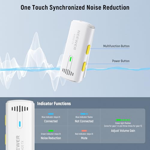 NEEWER Wireless Lavalier Microphone System for iPhone, Mini Clip on Lapel Mic Set with 2 USB C Transmitters/4 Receivers/OTG Adapter Compatible with iPhone Android Phone Computer Tablet, White, KM20 White KM20