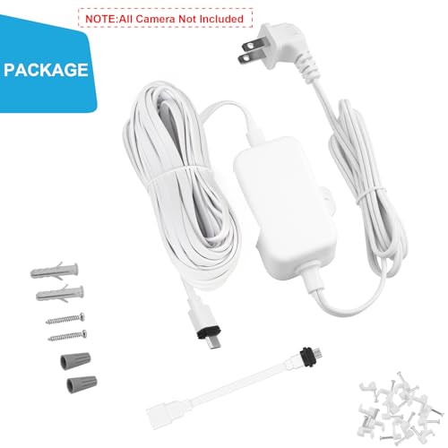 50ft Weather Resistant Power Adapter for Blink Mini 2,Blink Outdoor 4 (4th Gen)(3rd Gen)/Mini,No Need Charger Head,IP67 Waterproof Flat Power Cable with Extra Type C to Micro USB Adapter white 1Pack 50 FT