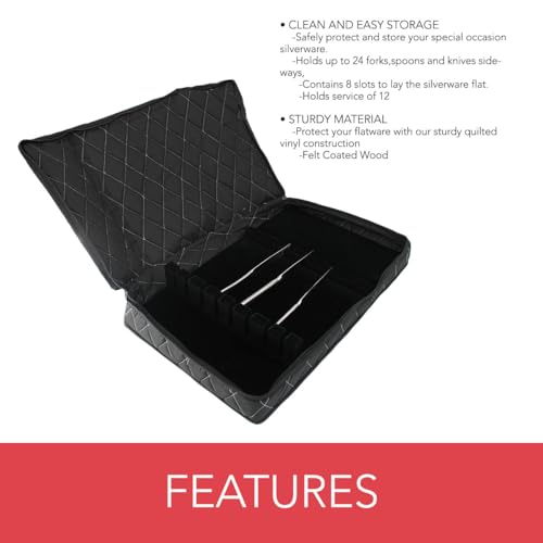 LAMINET Quilted Dinnerware Storage Case (Flatware, Black A) Flatware