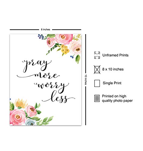 Pray More Worry Less Devotional Wall Decor - Christian Religious Gifts for Women - Inspirational Church Decorations - God Wall Decor - Bible Verse Art - Prayer Picture - Scripture Art