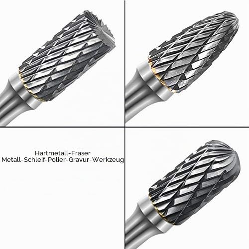 ASNOMY 1 Pcs Rotary Burr Double Cutter Rotatable Tungsten Carbide The Grinder Bit 6mm Shank 12mm Cylinder Head Rotatable Burres for Woodworking Metal Polishing Engraving C C-Typ