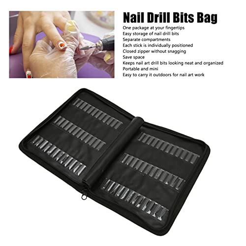 Jonlaki nail bit storage bag, large capacity dustproof portable nail tool kit bag for nail art pens and brushes