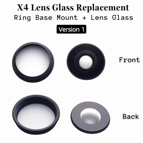 [1 Pcs] Camera Lens Glass Replacement for Insta360 X4, 360° Lens Repair Part with Mounting Ring, Compatible with Insta 360 X4 Action Camera Accessories (Version 1) For X4 (Version 1)
