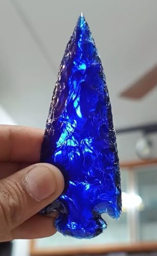 Blue Obsidian Spearhead Arrowhead Crystal for Healing and Jewelry Making Gemston (3 Inch) 3 Inch
