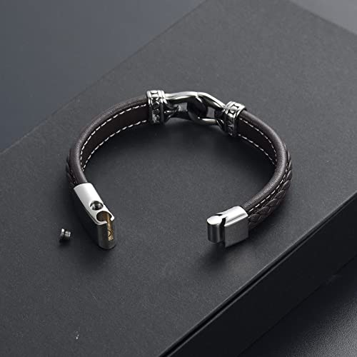 Infinity Urn Bracelets for Ashes PU Leather Braided Rope Cremation Jewellery Stainless Steel Memorial Keepsakes Urn Bangle Ashes Holder for Men Gifts Silver(20cm)