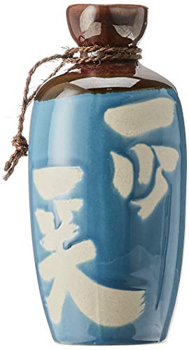 Kotobuki Issho Japanese Calligraphy Sake Set, "Laugh to Stay Young", Turquoise