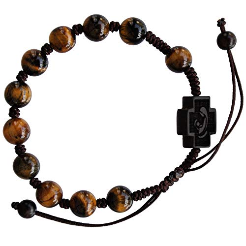 Sine Cera Tiger Eye & Jujube Wood Adjustable 8mm Rosary Bracelet