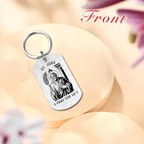 HYHYDHP St. Jude Prayer Keychain for Men Women - Saint Jude Patron Saint of Hopeless Causes Gifts, Graduation Christmas Religious Gift for Son Daughter Friend