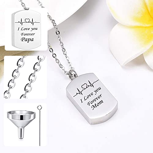 Ashes Necklace, Silver Necklaces with Silver Geometry Electrocardiogram Engraved Necklace Gift for Women and Men Nana