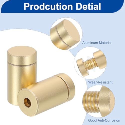 uxcell gold aluminum advertising standoff screws, 12-piece set, 1/2 x 0.93 inch spacers