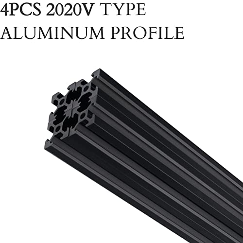 4PCS 2020 V Type Aluminum Profile 600mm European Standard Anodized Linear Rail Aluminum Extrusion Frame for DIY 3D Printer and CNC Machine As Shown