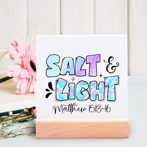 Salt Light Matthew Sign Ceramic Plaque-Christian Desk Decor