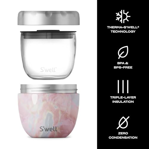 S'well Stainless Steel Food Bowls – 21.5oz - Geode Rose Eats - Triple-Layered Vacuum-Insulated Containers Keeps Food Cold for 11 Hours and Hot for 7 - Condensation-Free, Leak-Free, and Dishwasher-Safe 21.5 ounces