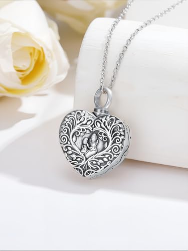 YYB Heart Urn Necklaces for Ashes 925 Sterling Silver Keepsake Necklace For Ashes Mother Daughter Necklace Always in My Heart Ash Lockets for Cremation Gift for Mom Grandma Women Her