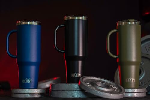 50oz Tumbler with Handle and Straw - Large Insulated Travel Mug for Water, Hot and Iced Coffee - Leak Resistant Stainless Steel Insulated Tumbler with Lid - Gifts for Mom, Women and Men (Matte Black) 50 Ounces Matte Black