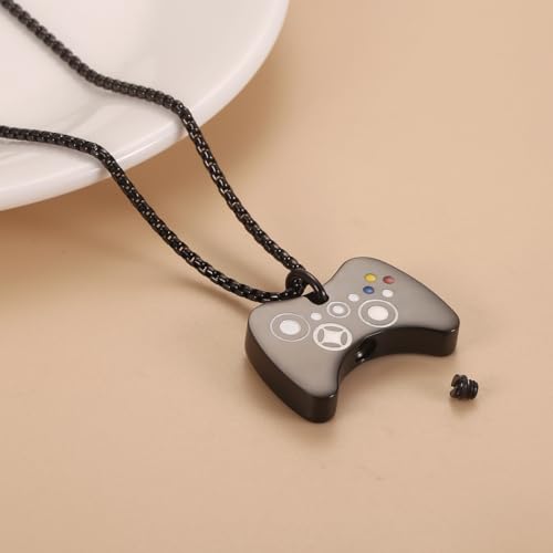 Video Game Controller Cremation Jewelry For Ashes Stainless Steel Urn Necklace Keepsake For Men Boys Silver Gold Black Color Memorial Pendant
