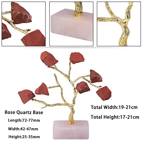 rockcloud Healing Crystal Red Jasper Money Tree Feng Shui Bonsai Tree 6.69"